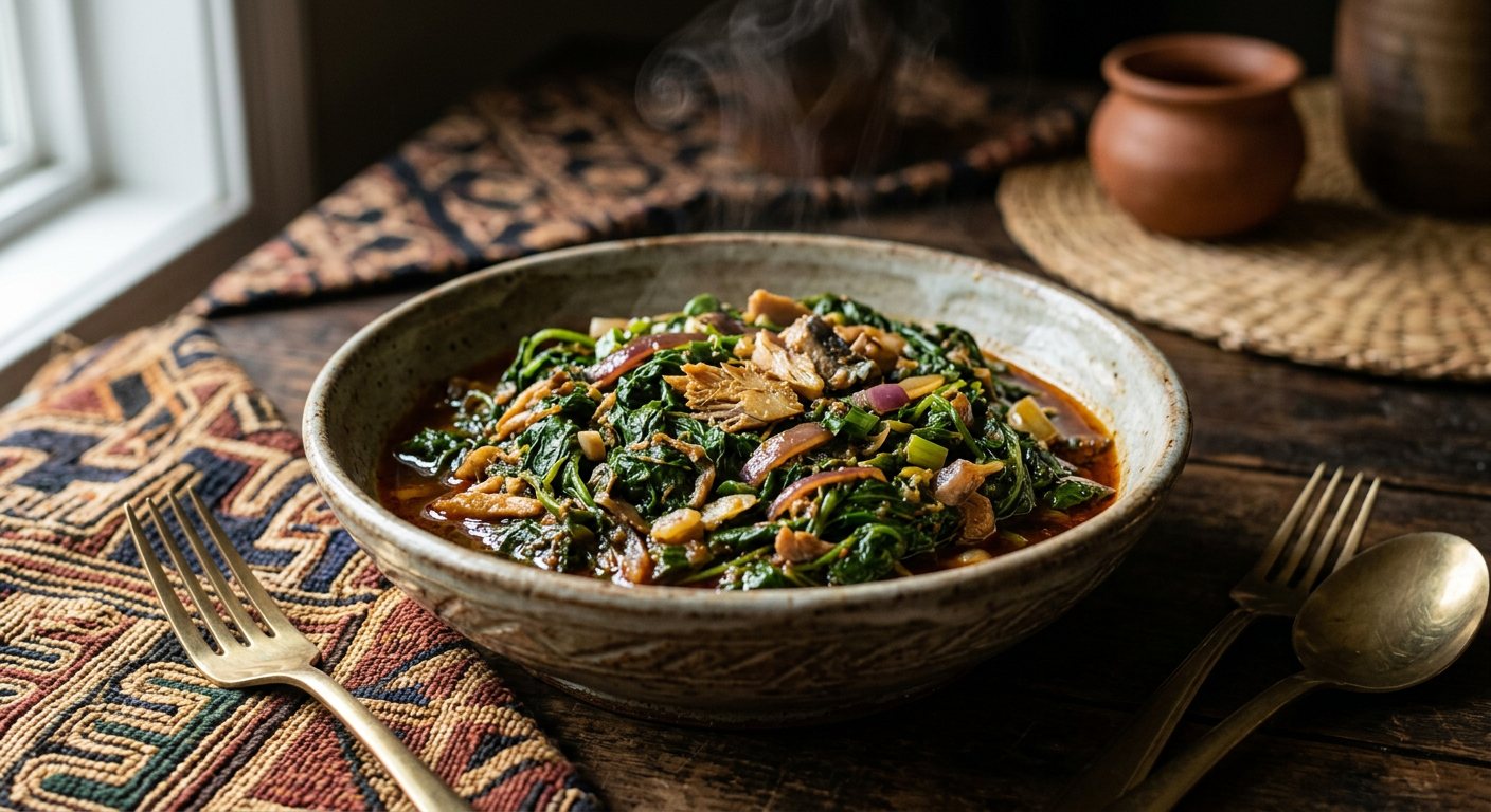 Bitekuteku (Braised Amaranth Greens with Dried Fish) — Republic of the Congo