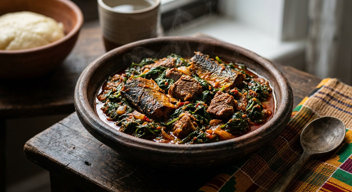 Gboma Dessi (Spinach and Smoked Fish Stew) — Togo