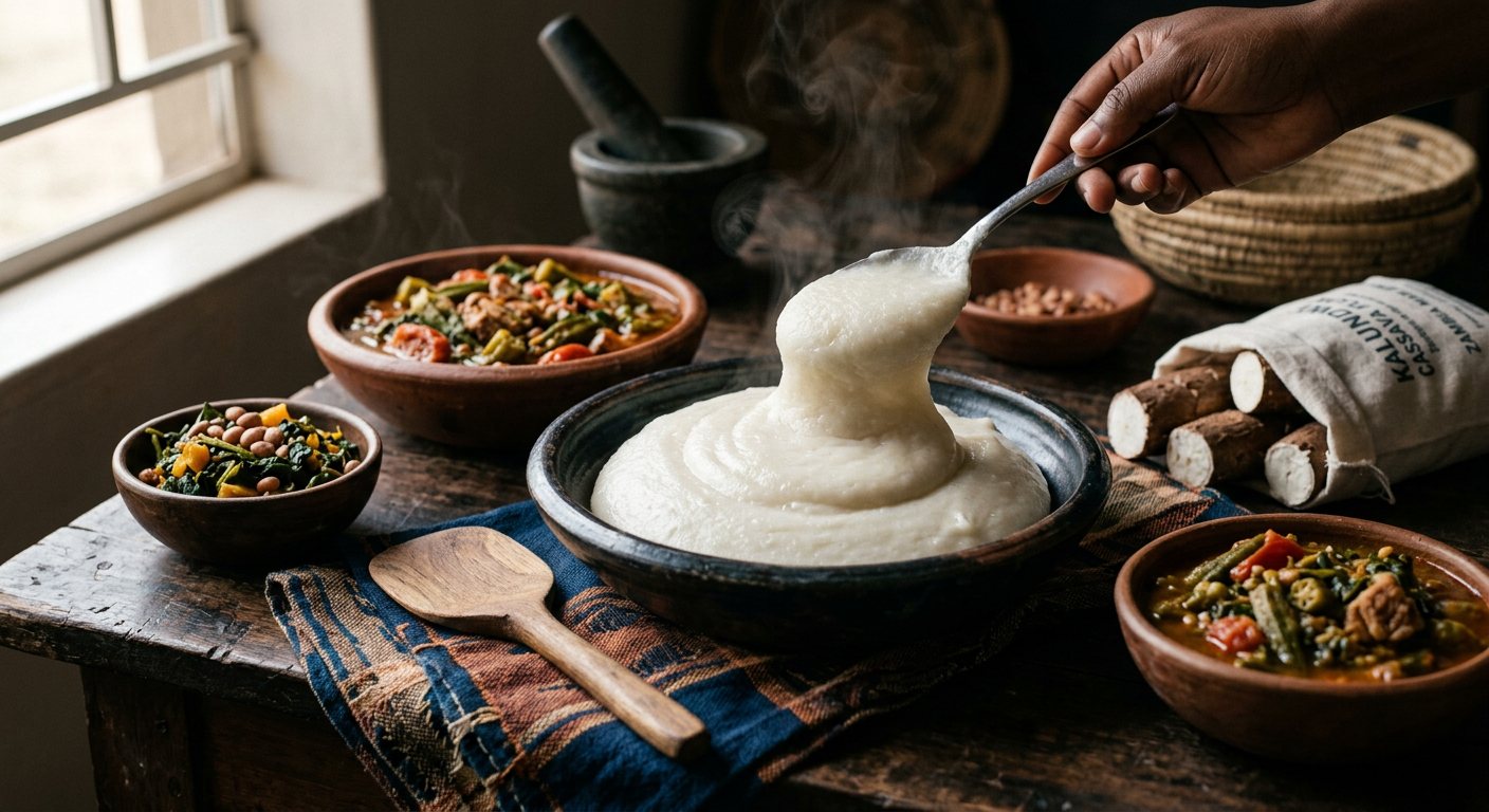 Nshima ya Kalundwe (Thick Cassava Flour Porridge) — Zambia