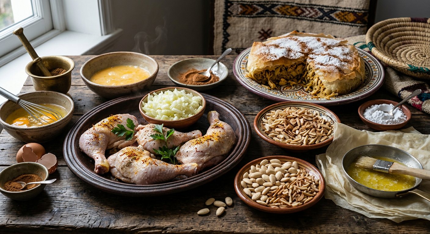 Bastilla bil Djaj (Moroccan Spiced Chicken and Almond Pie) — Morocco