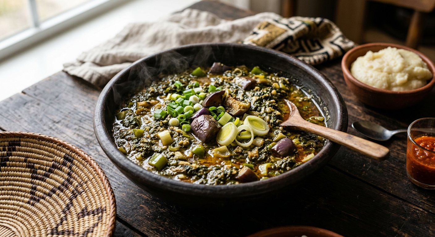 Isombe (Rwandan Cassava Leaves Stew with Peanut Paste) — Rwanda
