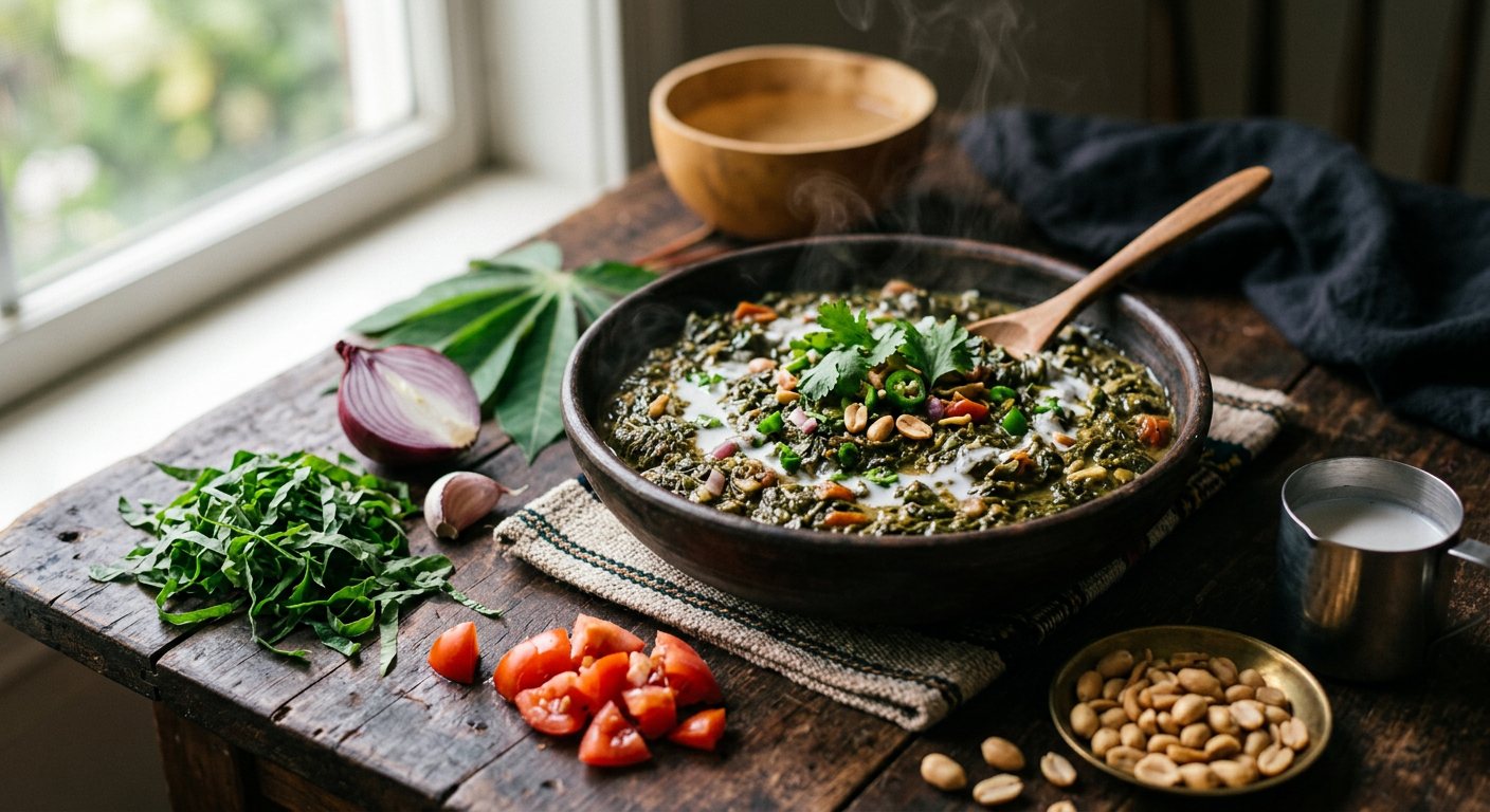 Kisanvu cha Nazi (Cassava Leaves Braised in Coconut Cream) — Tanzania