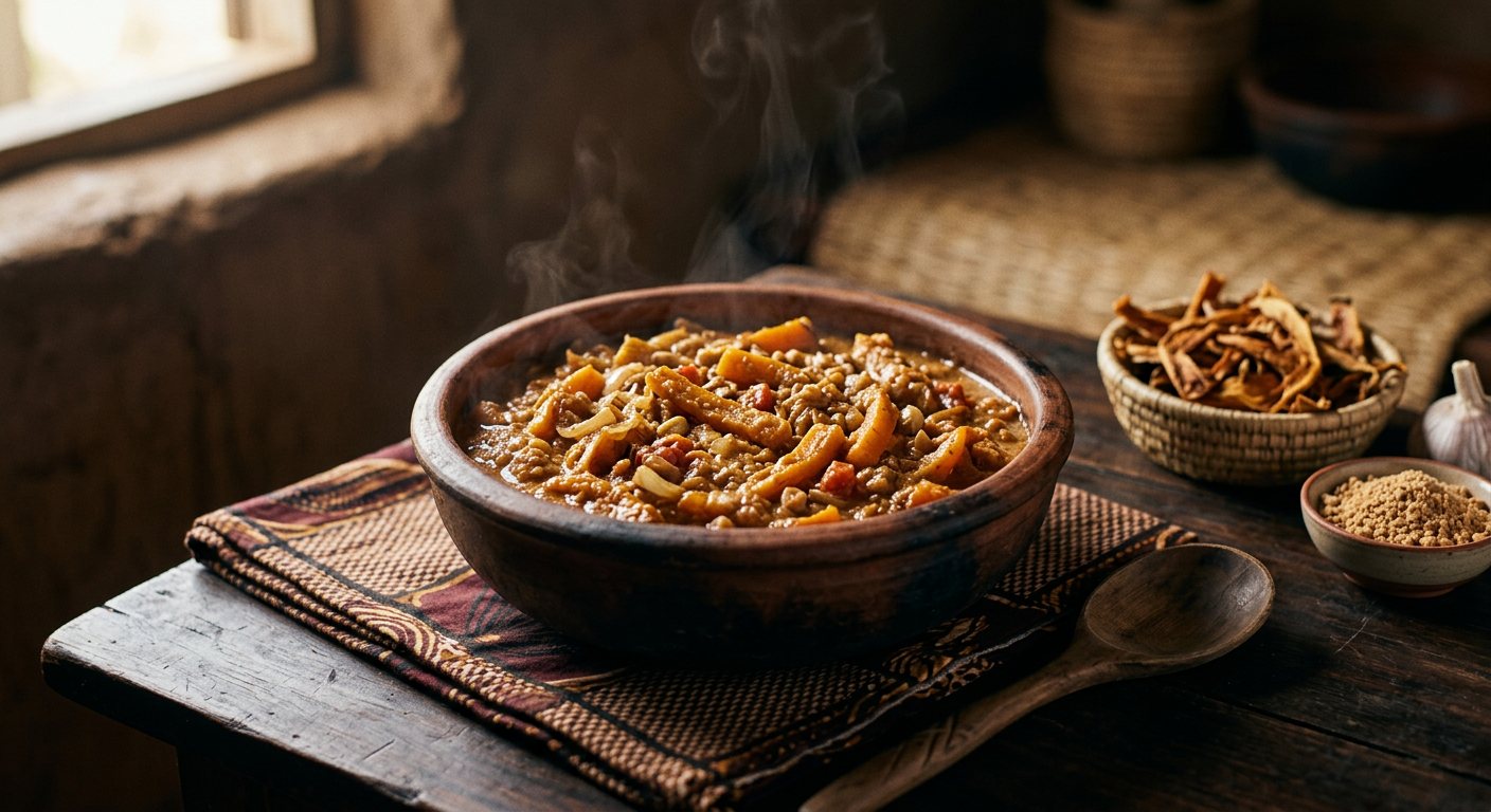 Makaka (Reconstituted Dried Pumpkin Strips Stew) — Malawi