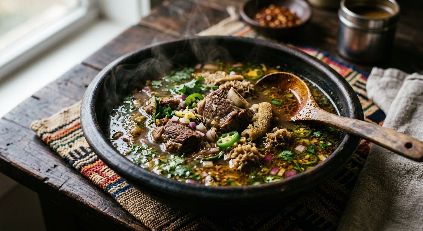 Supu y'ihene (Spiced goat meat and offal broth) — Burundi