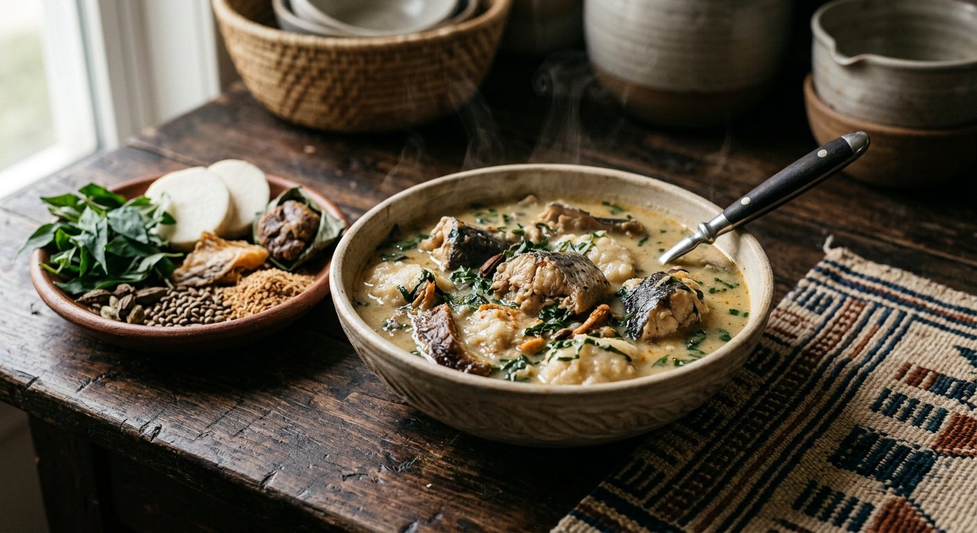Ofe Nsala (White Soup with Catfish and Yam) — Nigeria