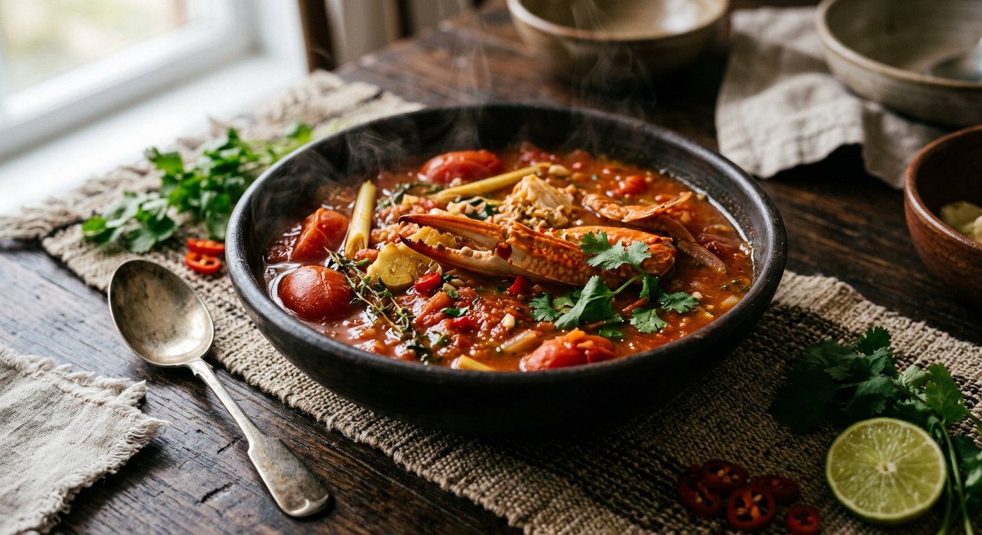 Bouillon Crabe (Spiced Crab and Tomato Broth) — Mauritius