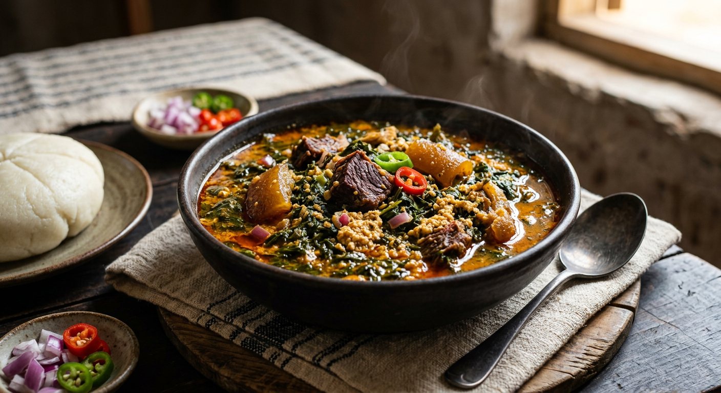 Bitterleaf Soup (Braised Bitterleaf and Smoked Meat Broth) — Sierra Leone