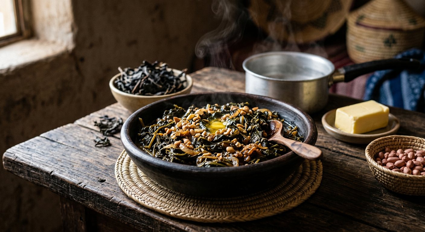 Moroho oa Liphate (Rehydrated Sun-Dried Wild Mountain Greens) — Lesotho