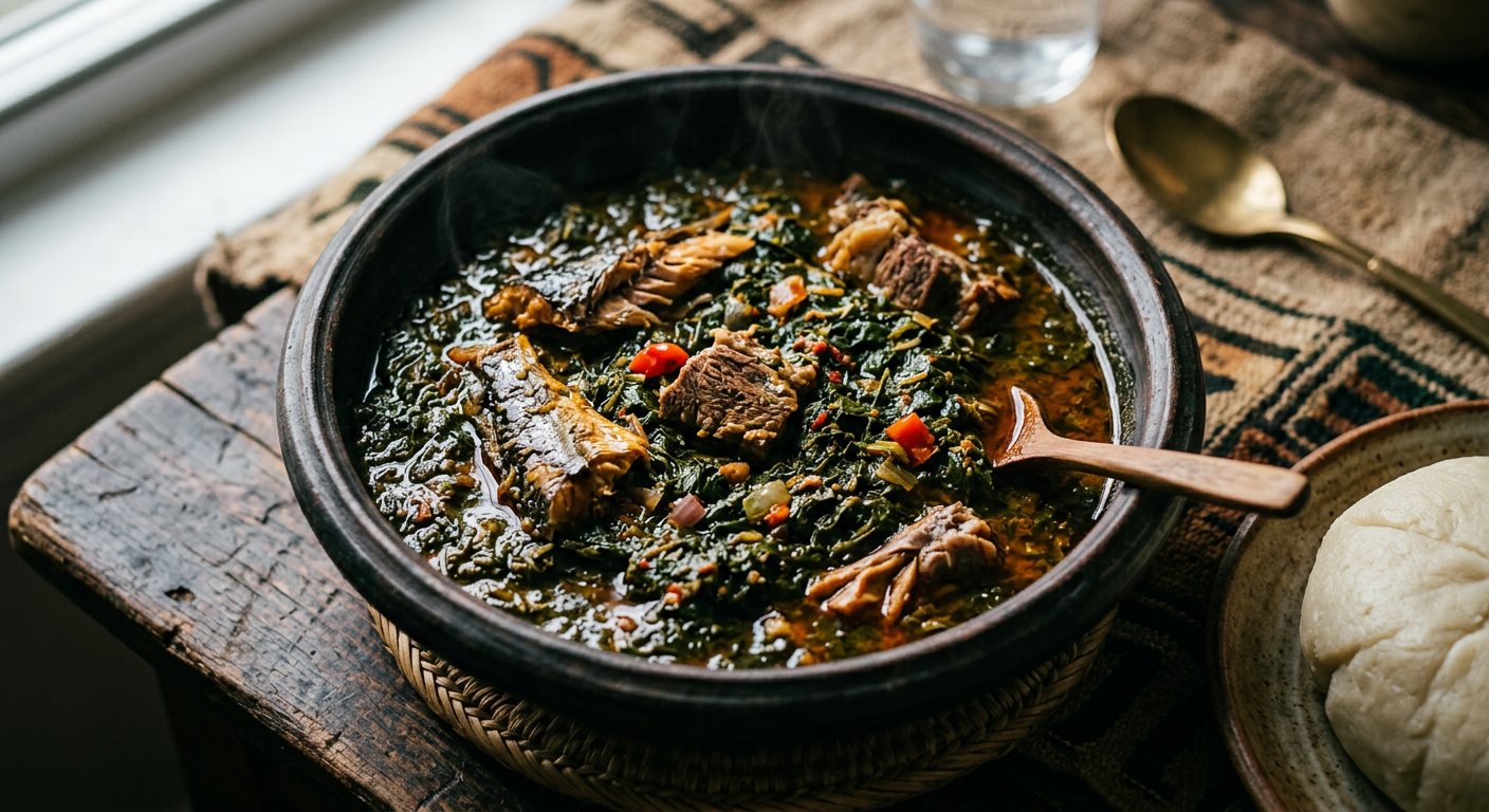 Krain Krain (Savory Jute Leaf Stew with Smoked Fish) — Sierra Leone
