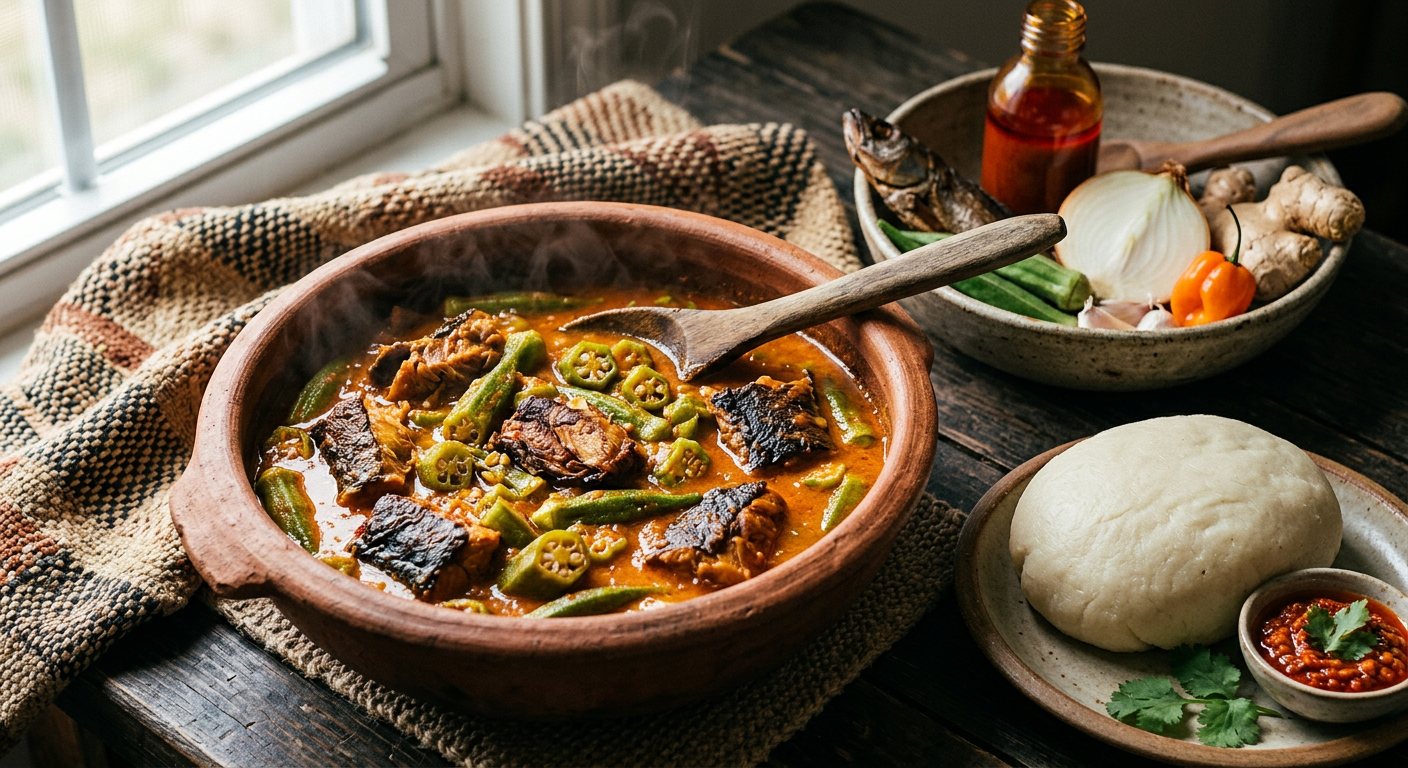 Dongo-Dongo (Viscous Okra and Smoked Mudfish Stew) — Central African Republic