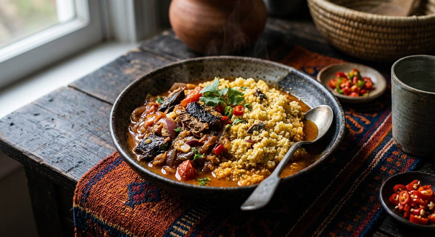 Gari Baaba (Fermented Cassava Mash with Dried Fish Sauce) — Niger