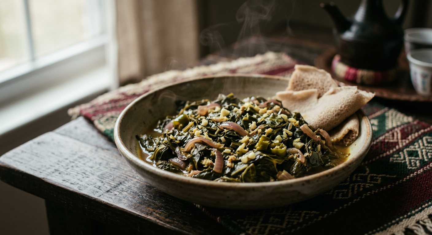 Hamli (Braised Collard Greens with Garlic and Green Peppers) — Eritrea