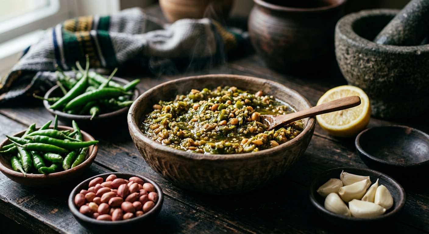 Shatta (Crushed Green Chili and Peanut Relish) — South Sudan