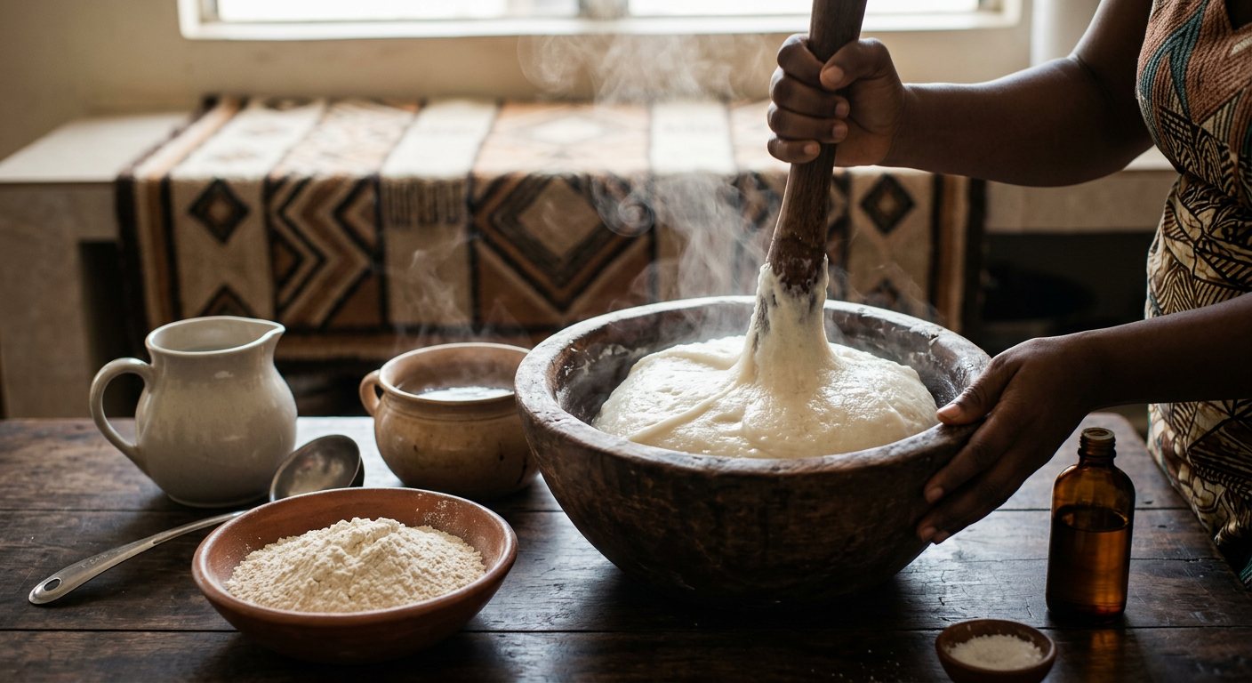 Fufu de Manioc (Smooth Cassava Flour Starch Mash) — Republic of the Congo