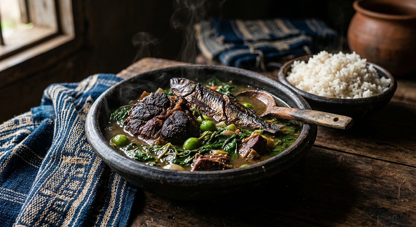 Sauce Namidji (Smoked Meat and Forest Leaf Broth) — Côte d'Ivoire