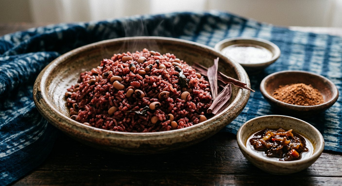 Atassi (Seasoned Rice and Beans cooked with Sorghum Sheaths) — Benin