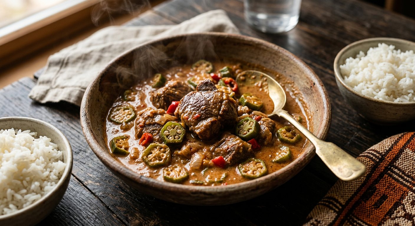 Kansiyé (Guinean Beef and Peanut Sauce with Okra) — Guinea