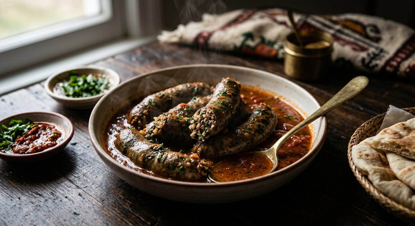 Usban (Herb, Rice, and Offal-Stuffed Sausage) — Libya