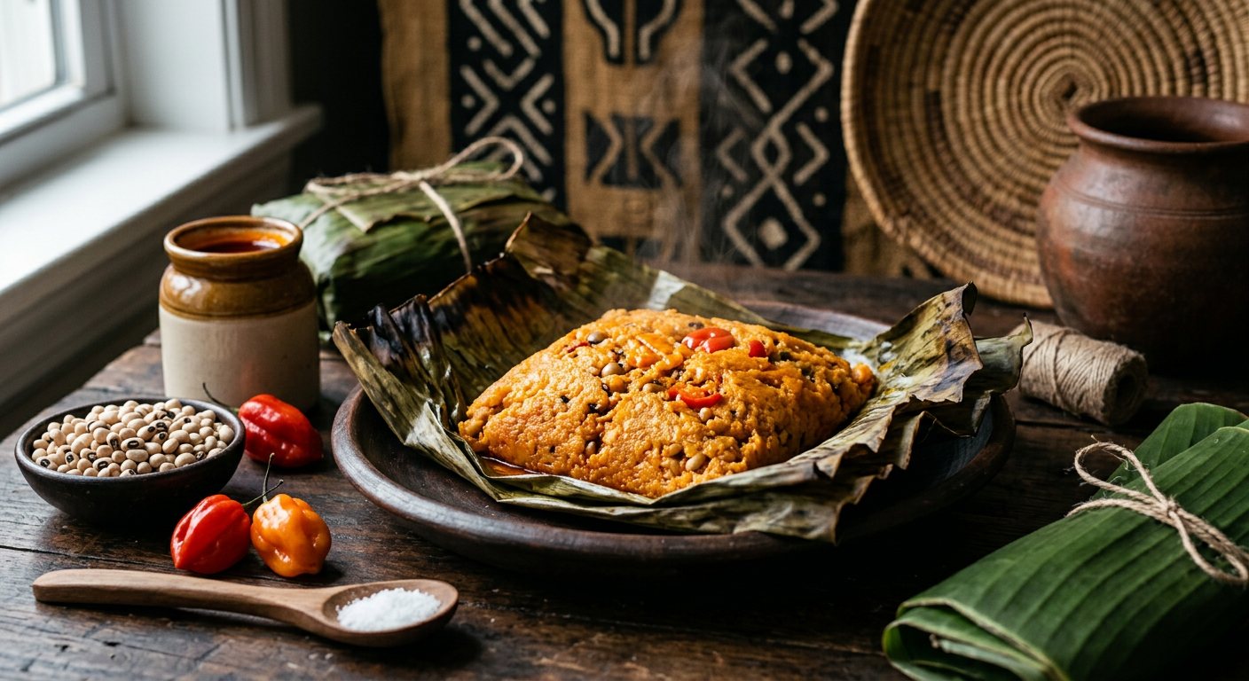 Koki (Steamed Black-Eyed Pea and Palm Oil Cake) — Cameroon