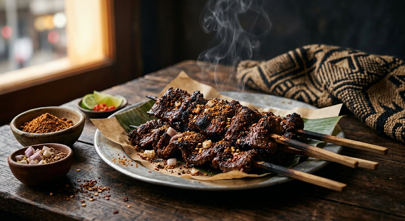 Soya (Thinly Sliced Char-Grilled Spiced Beef Skewers) — Cameroon