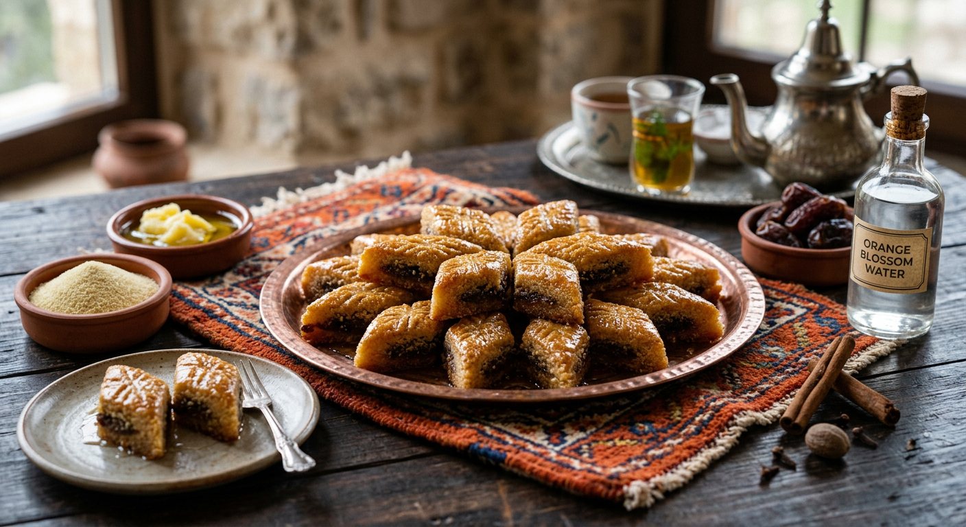 Magrood (Date-Stuffed Semolina Diamond Pastries Drenched in Orange Blossom Syrup) — Libya