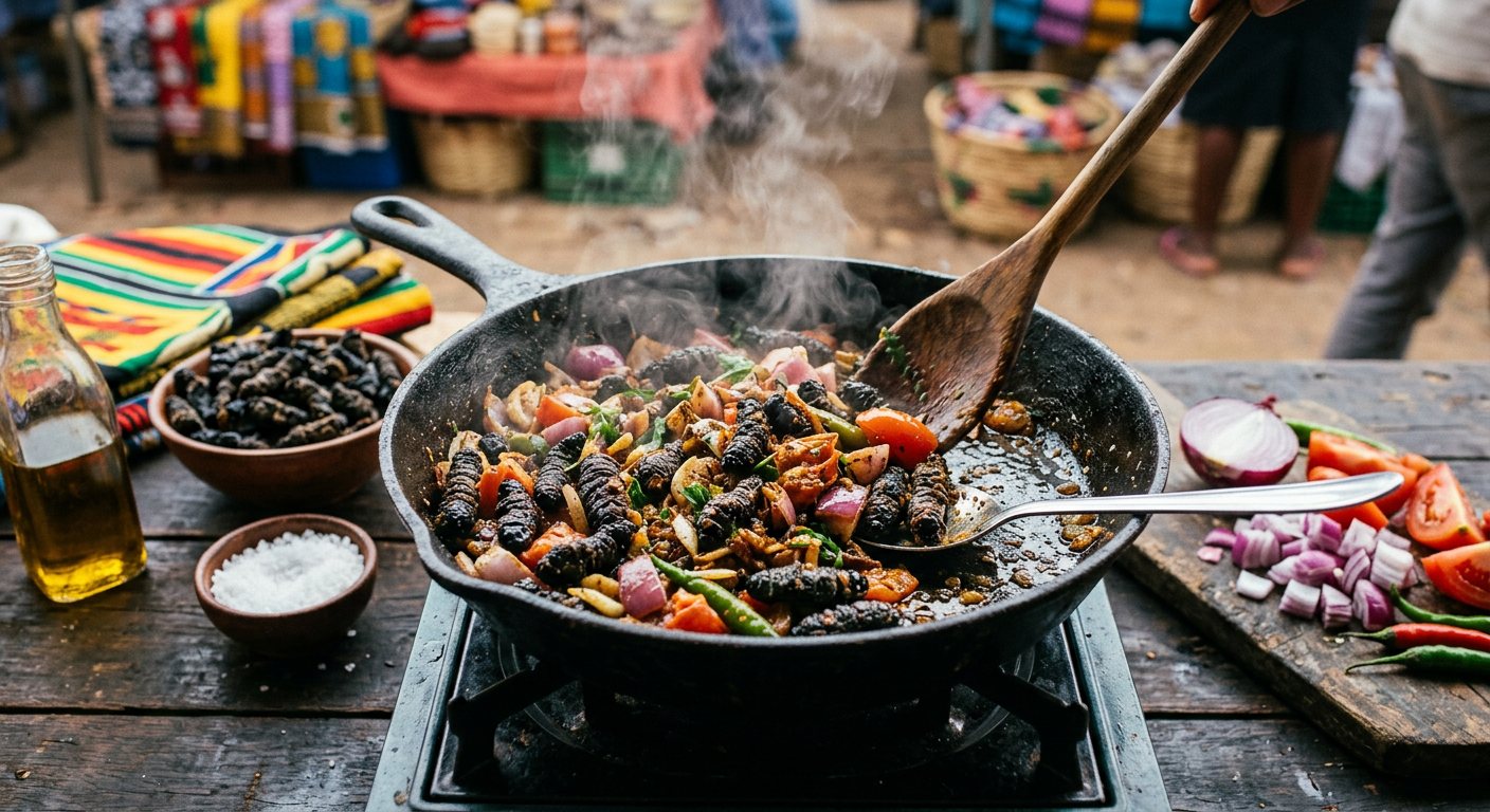 Madora (Pan-Fried Seasoned Mopane Caterpillars) — Zimbabwe