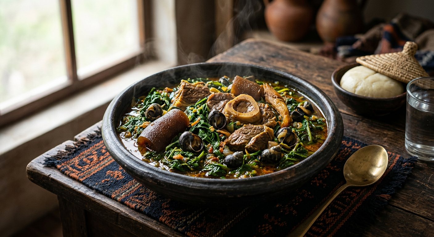 Edikang Ikong (Fluted Pumpkin and Waterleaf Vegetable Soup) — Nigeria