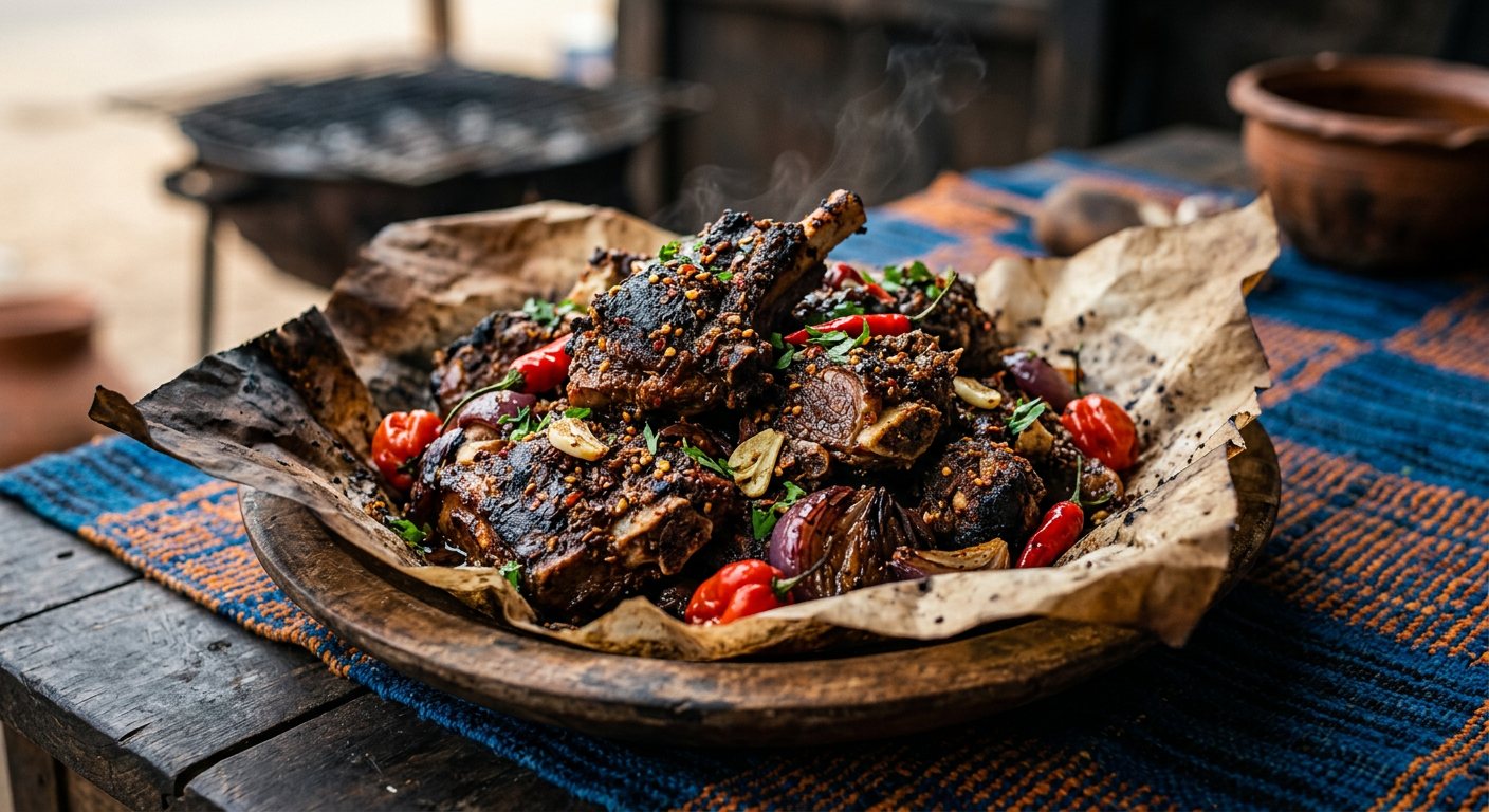 Choukouya de Mouton (Smoked Spiced Barbecued Mutton) — Côte d'Ivoire
