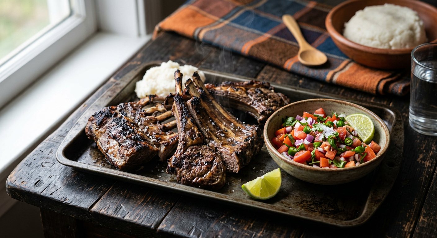 Nyama Choma na Kachumbari (Kenyan Roast Goat with Fresh Tomato Relish) — Kenya