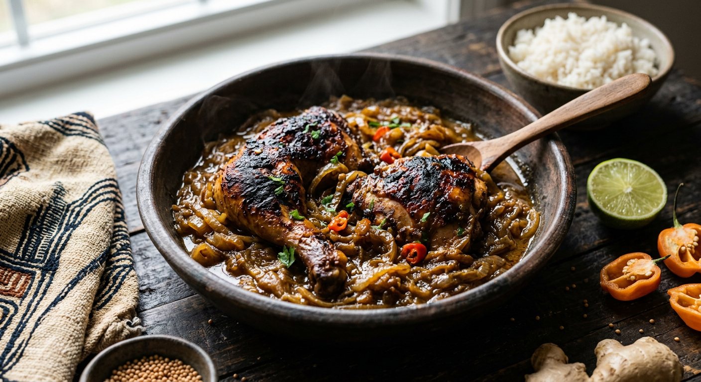 Poulet Yassa Guinéen (Braised Chicken in Spicy Mustard and Caramelized Onion Gravy) — Guinea