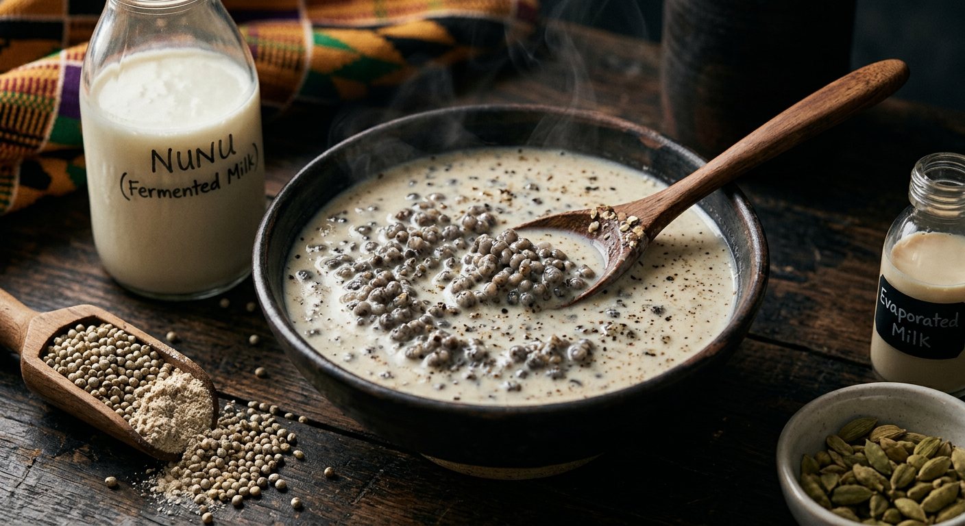 Brukina (Steamed Millet Pearls with Fermented Cow Milk) — Ghana