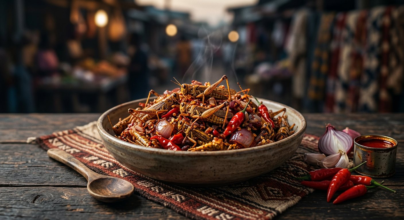 Kanyama (Crispy Fried Grasshoppers with Chili) — DR Congo