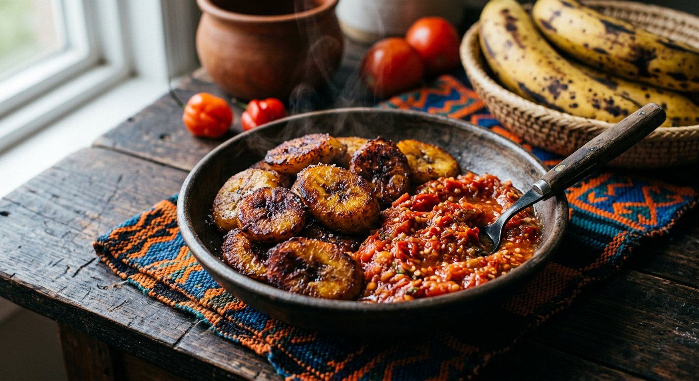 Dodo con Salsa Picante (Fried Sweet Plantains with Pepper Paste) — Equatorial Guinea