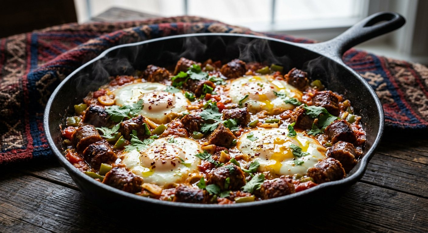 Ojja bil Merguez (Spicy Tunisian Egg and Merguez Skillet) — Tunisia