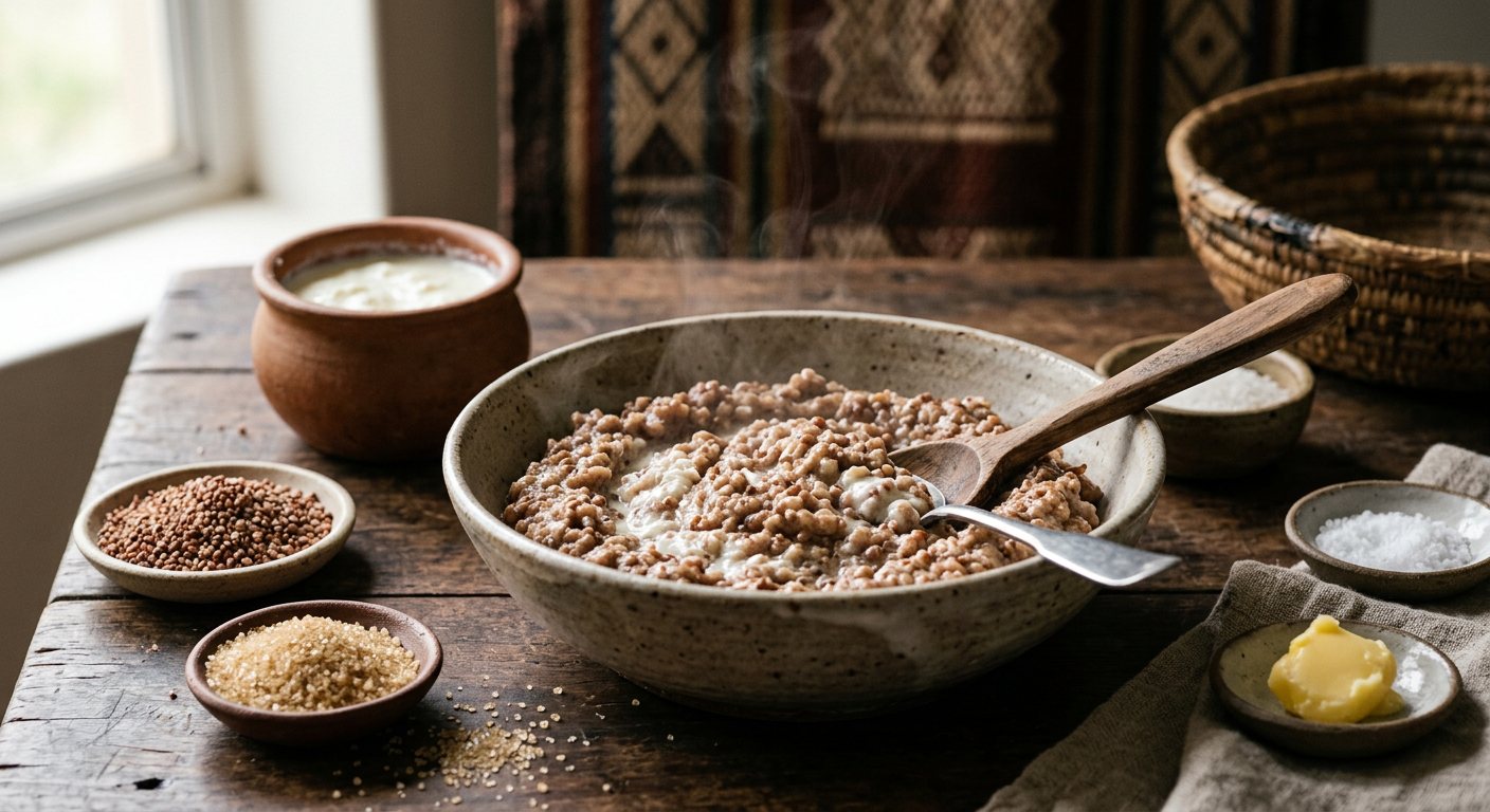 Emasi Nemabele (Sorghum Porridge with Cultured Sour Milk) — Eswatini