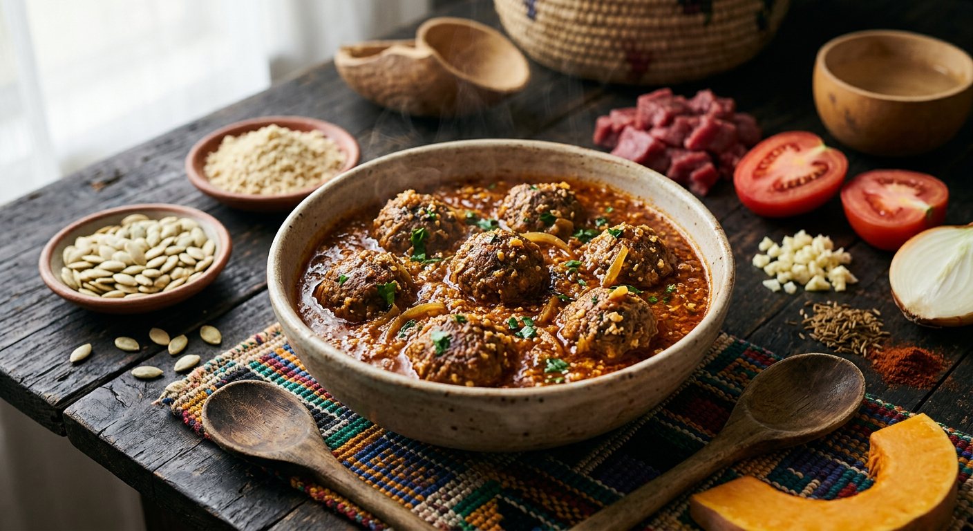 Kanda ti Nyma (Central African Meatballs in Crushed Egusi Sauce) — Central African Republic