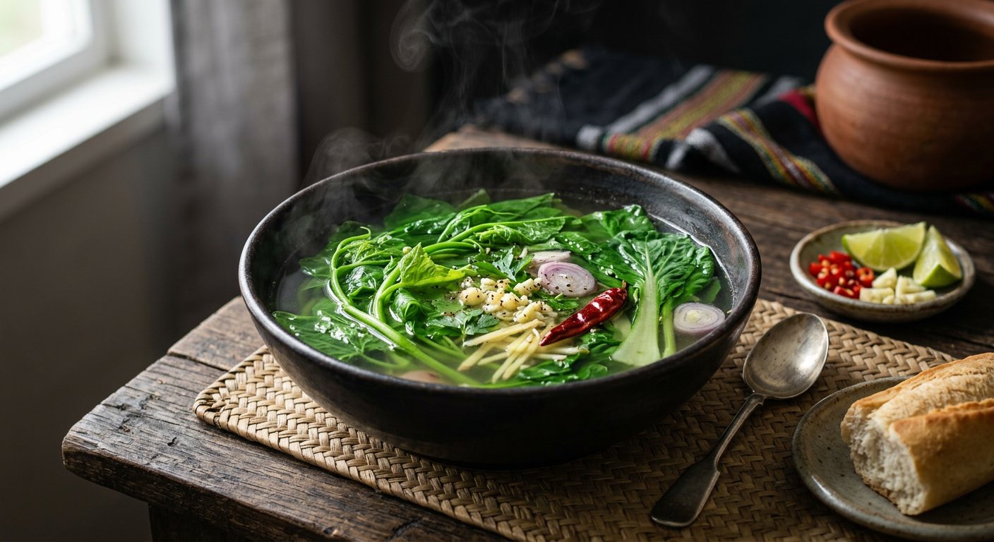 Bouillon Brède (Clear Leafy Greens Broth) — Mauritius
