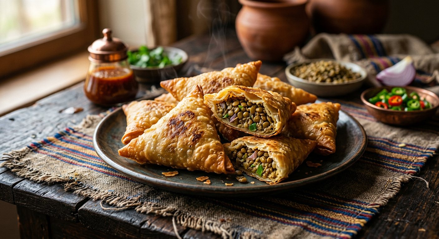 Sambusa (Fried Triangular Pastry Stuffed with Spiced Lentils or Meat) — Ethiopia