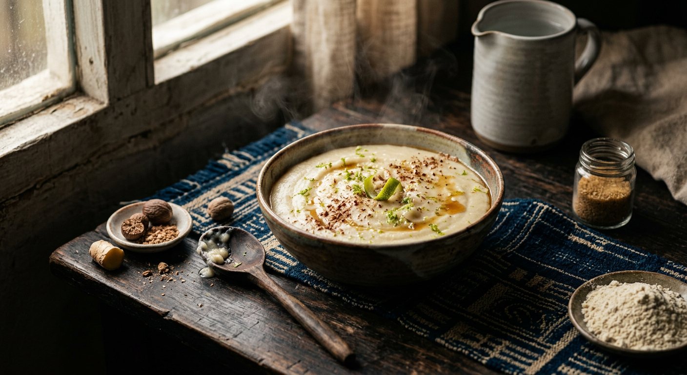 Bouillie de Manioc (Fermented Cassava Flour Morning Porridge) — Gabon