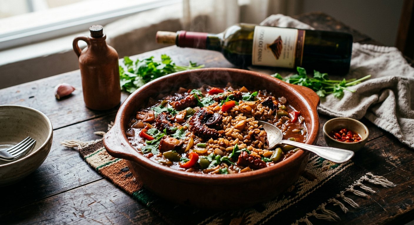 Arroz de Polvo (Rich Red Wine Braised Octopus Rice) — Cabo Verde