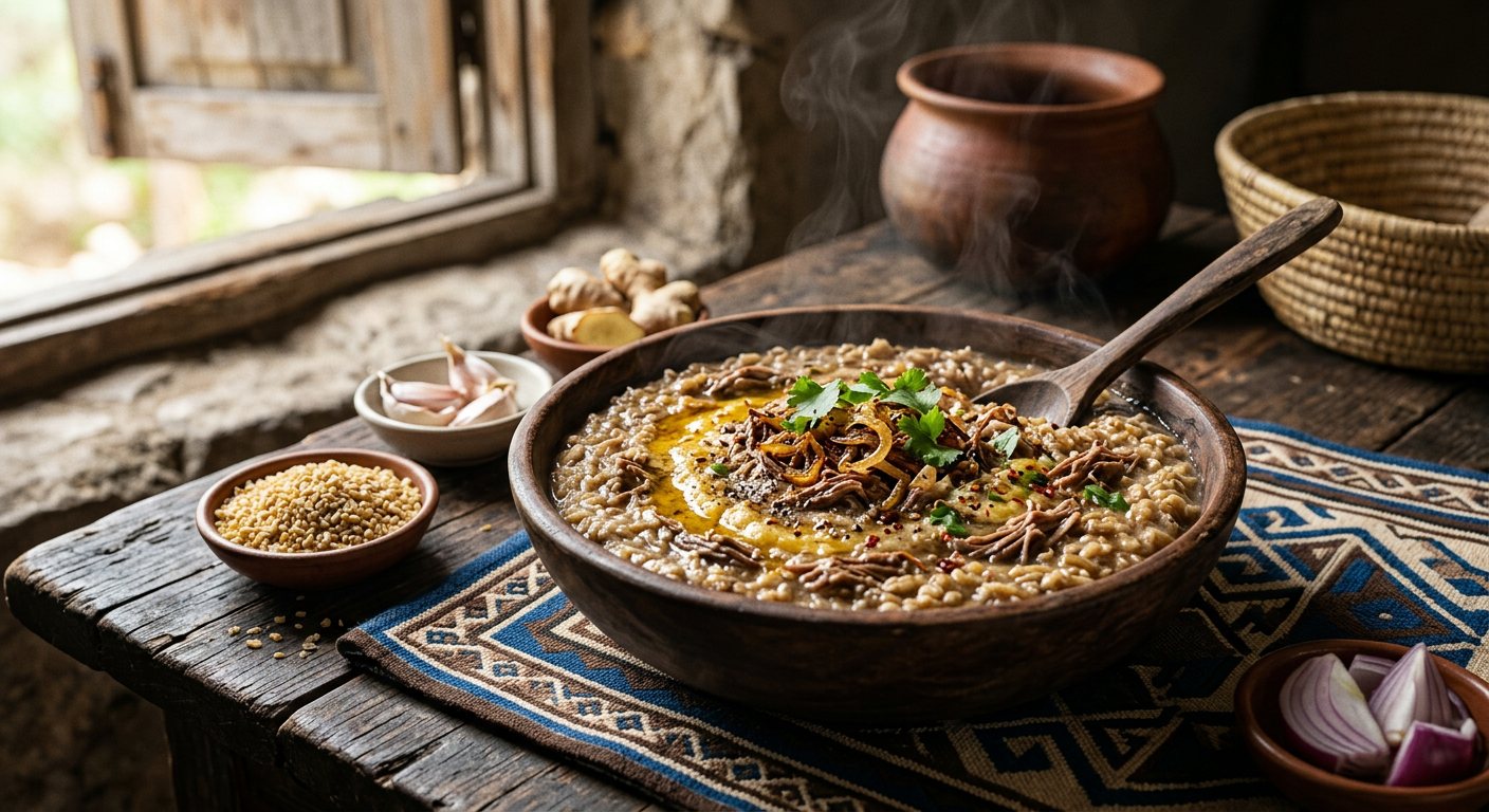Boko Boko Harisi (Shredded Meat and Cracked Wheat Porridge) — Tanzania