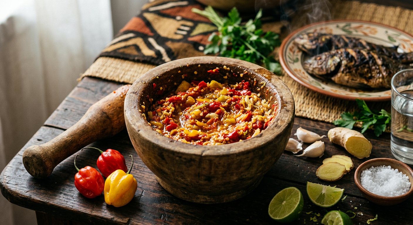 Piment Pilé au Citron (Pounded Habanero, Garlic, and Lime Relish) — Central African Republic