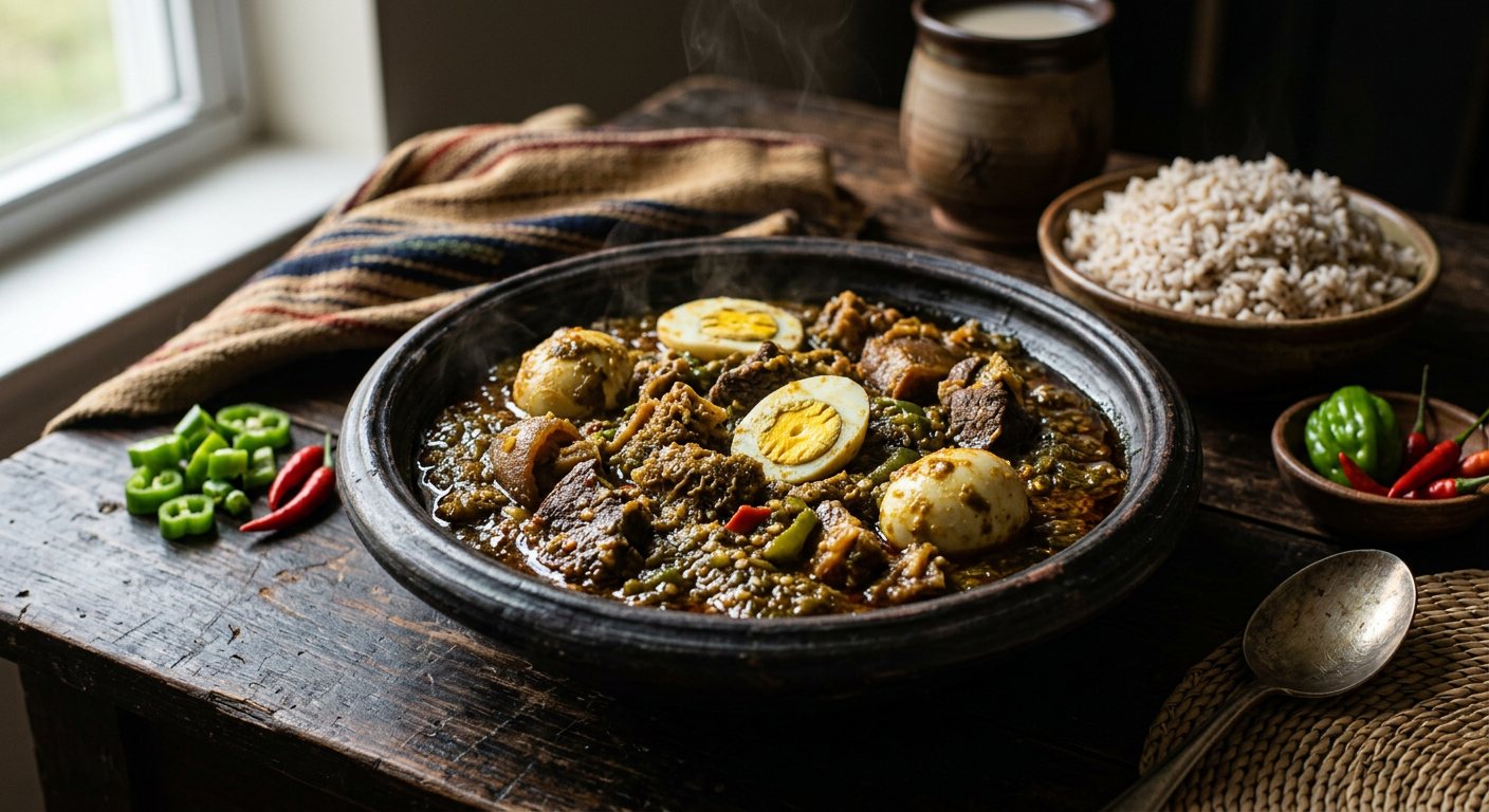 Ayamase (Bleached Palm Oil Green Pepper Sauce) — Nigeria