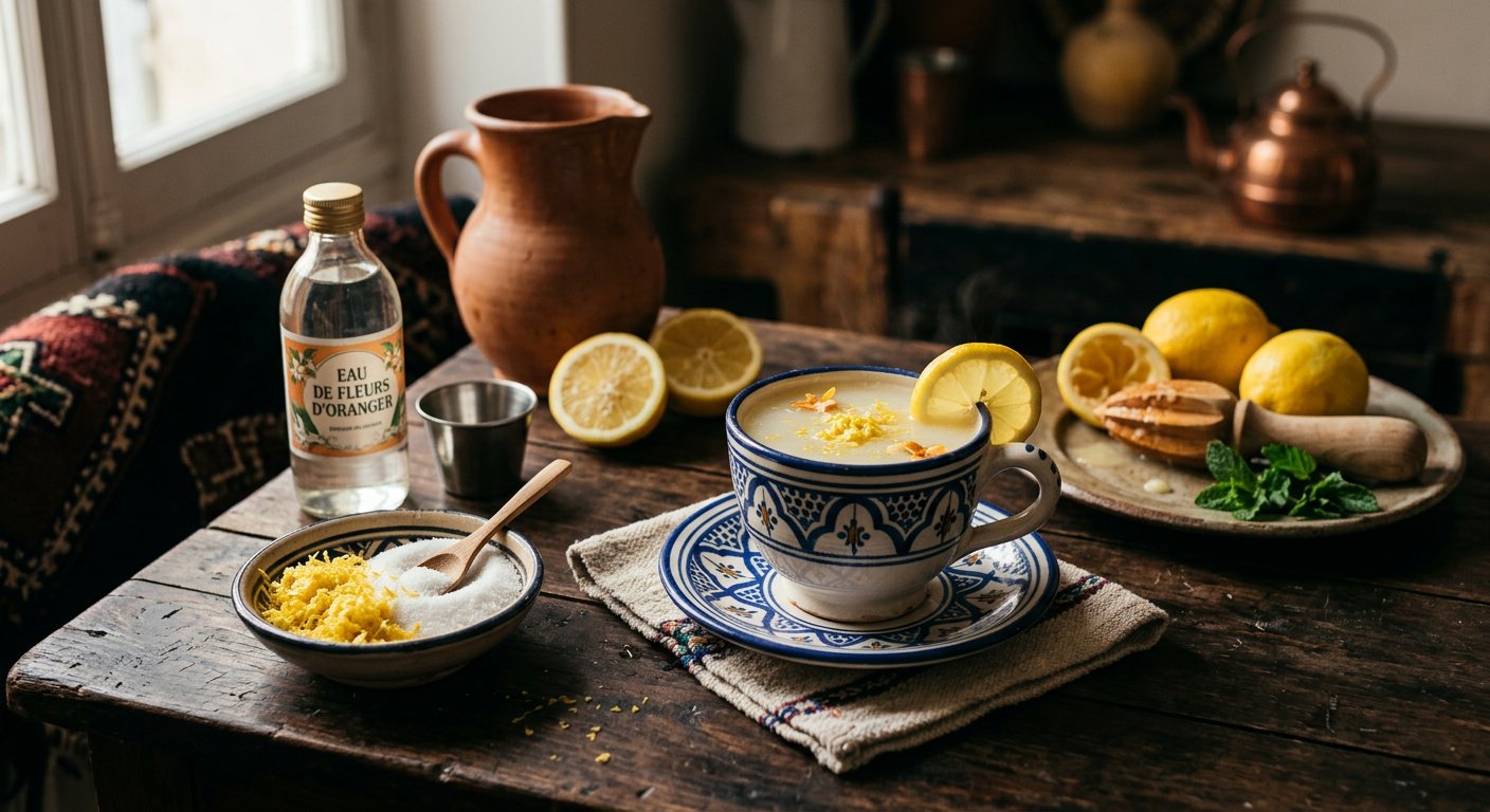 Cherbet Boufarik (Fresh Lemonade Scented with Orange Blossom Water and Milk) — Algeria
