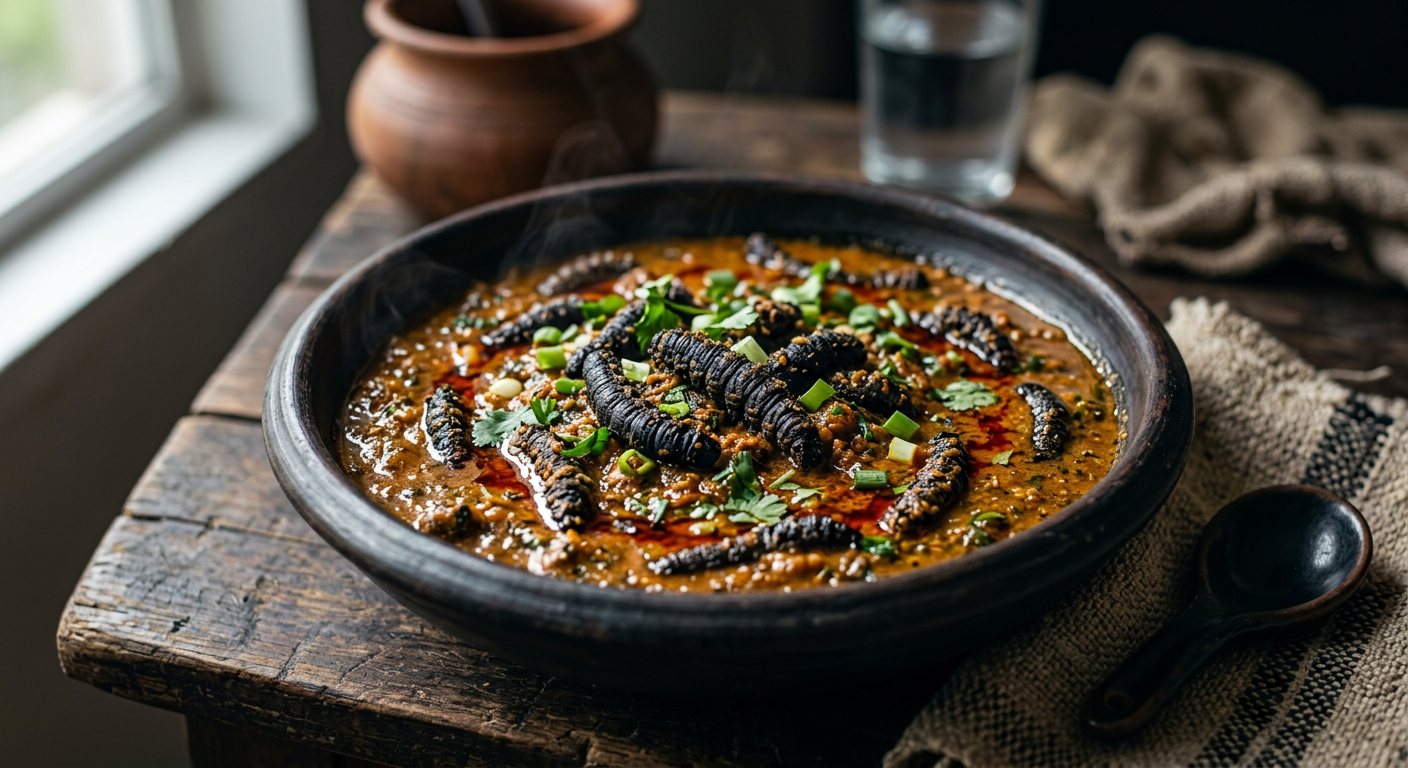 Binkubala na Mwamba (Dried Forest Caterpillars in Savory Peanut Sauce) — Republic of the Congo