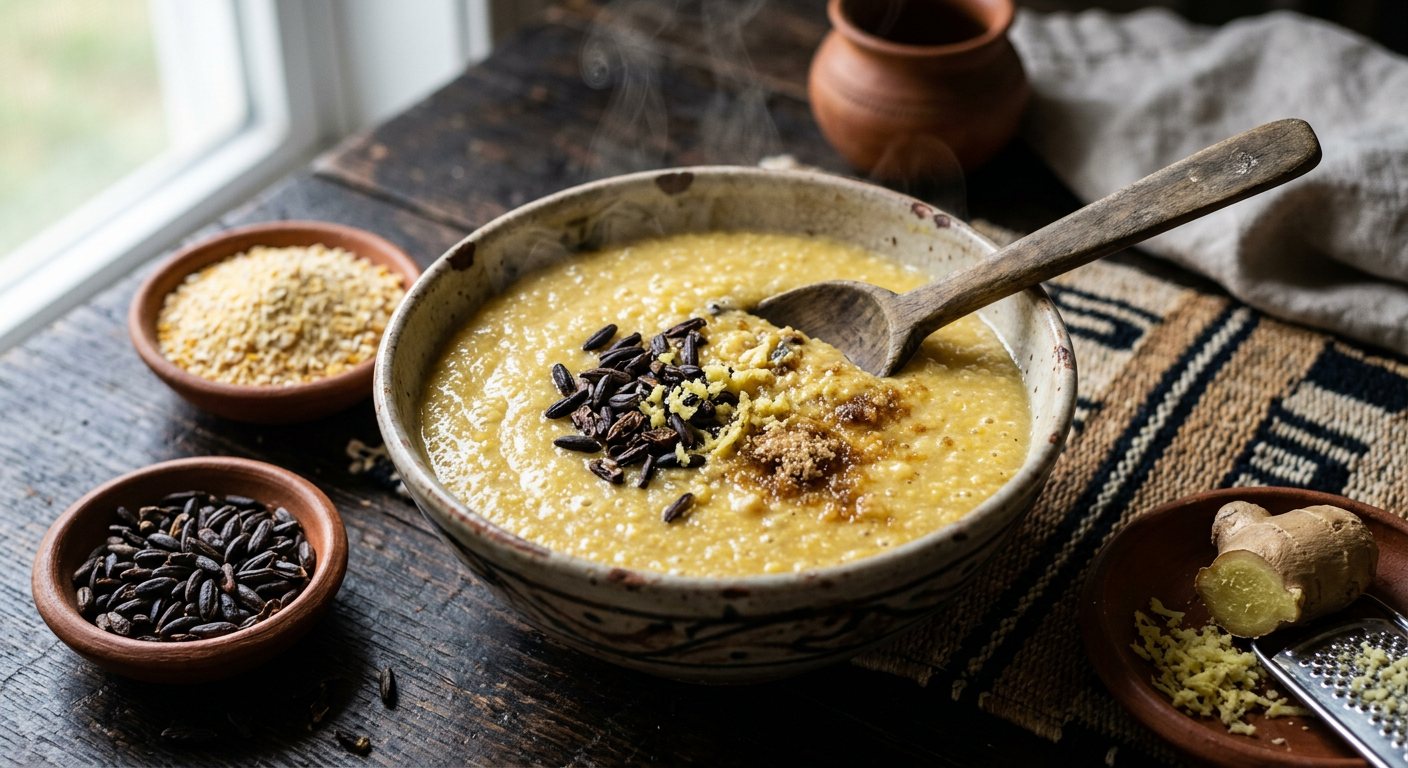 Bouillie de Maïs (Spiced Fermented Corn Grits Porridge) — Cameroon