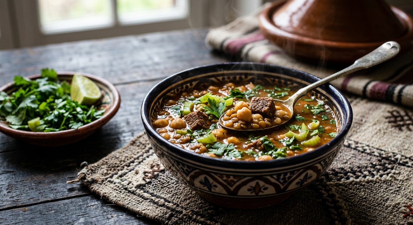Harira (Classic Moroccan Tomato, Lentil, and Chickpea Soup) — Morocco