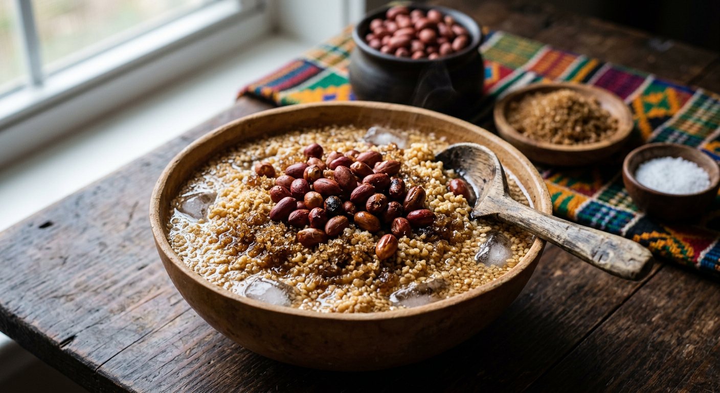 Gari (Toasted Fermented Cassava Flakes with Roasted Peanuts) — Central African Republic