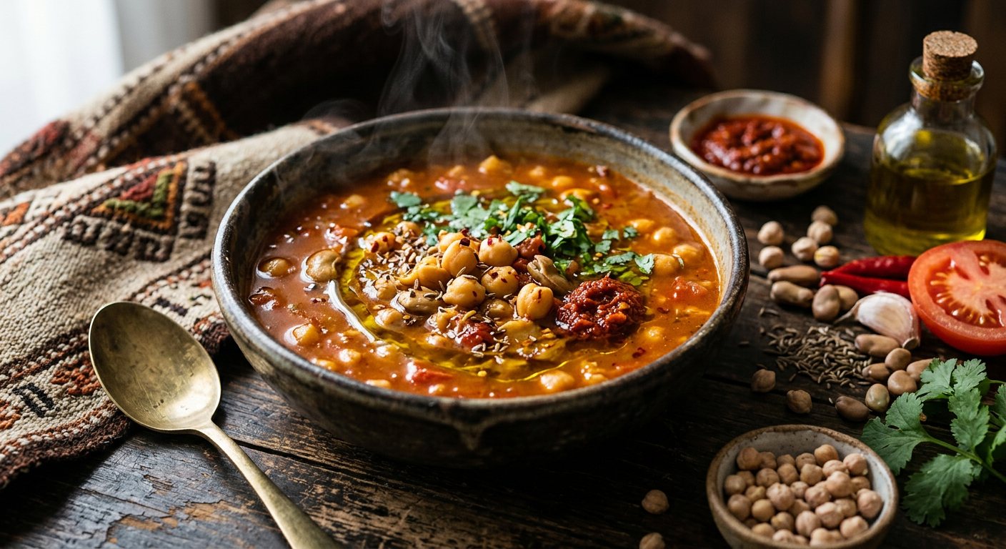 Dobara Biskria (Spicy Simmered Chickpea and Fava Bean Broth) — Algeria