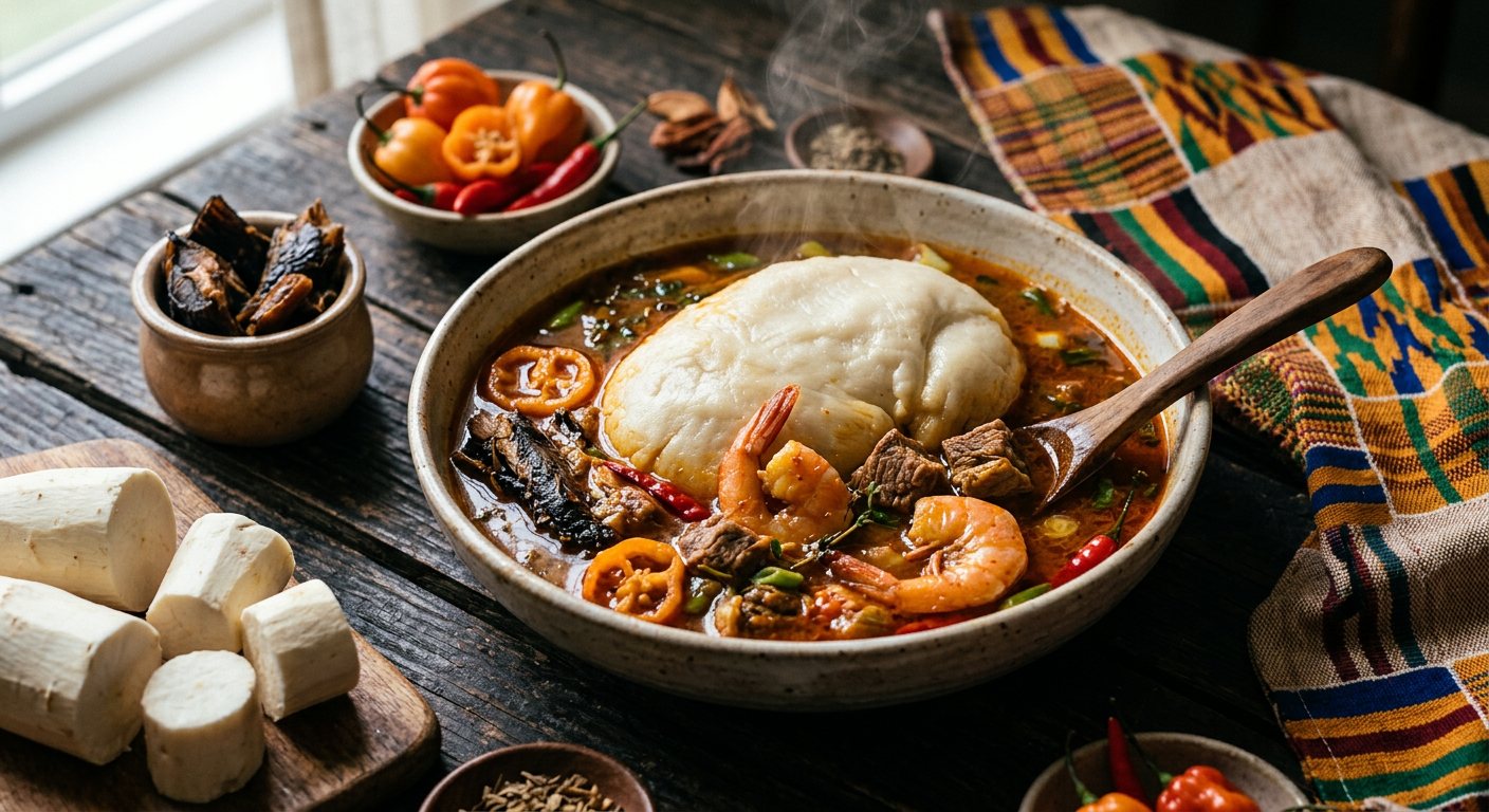 Dumboy (Pounded fresh cassava paste with spicy pepper soup) — Liberia